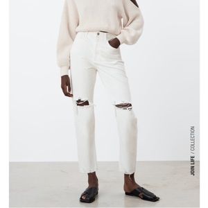 Zara white distressed jeans